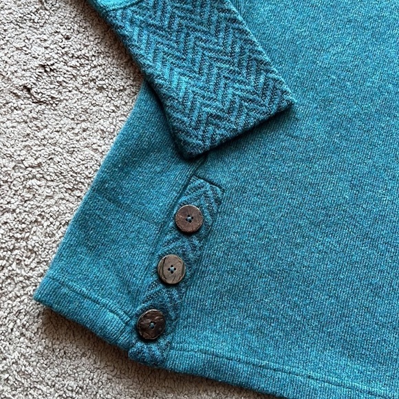 Prana Women's Lucia Mock Neck Wool Blend Sweater Teal - Picture 4 of 9